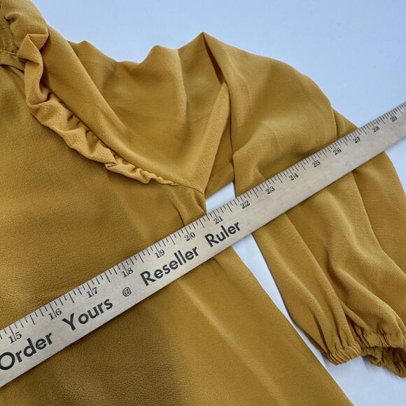 Andree by Unit Blouse Womens‎ Small Yellow Long Sleeve Ruffle Neck Pullover Top - Picture 7 of 7